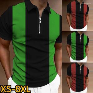 Men's Polos 2024 Retro Pullover Street Clothes Summer Design Printed Lapel T-shirt Fashion Zipper Top Casual Polo Shirt