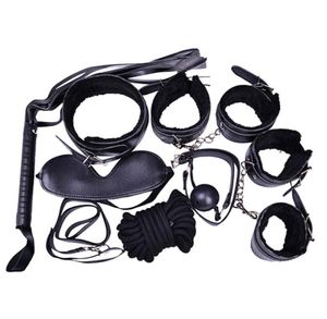 7 pezzi Restraint Bondage Plush s Strap Whip Rope Neck Adult Sex Game Toys Set Y181024051397872