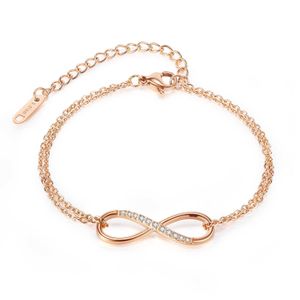 Fashion Design Charm Bracelets Hot Selling Internet Celebrity New Best Friend Stainless Steel Ins Niche Design Fashionable and Minimalist 8line Diamond Double Lay