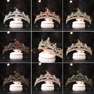 Tiaras barock lyxiga kristall brudhuvudbonad krona rhinestone skönhetstävling krona high-end brud huvudbonad bröllop hår prydnad y240319