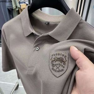 Polo da uomo di design a maniche corte con motivo perlato T-shirt con risvolto casual allentato estivo di alta qualità top slim fit grigio