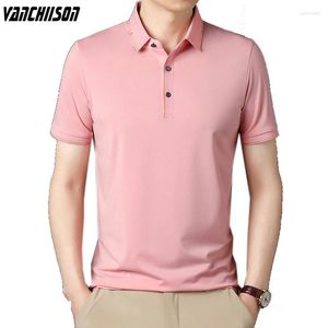 Men's Polos Men Polo Shirt Tops Short Sleeve For Summer 3 Buttons Pink Black White Fashion Casual Clothing Plus Size 3XL 4XL 100kg 00404