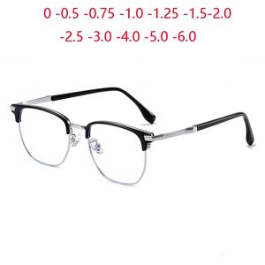 Black Gold Frame Anti Blue Rays Student Minus Sight Glasse Men Square Prescription Spectacles 0 05 075 To 60 240313