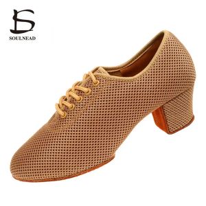 shoes Latin Dance Shoes Women Jazz Ballroom Salsa Dancing Training Adult Woman Practice Tango Shoe Mesh Female High Heel Sneakers