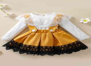 Baby Embroidery Mesh Bodysuit Guipure Lace Insert Suspender Skirt SHE9846749