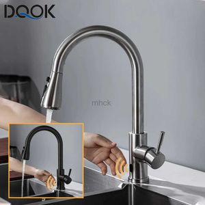 Kitchen Faucets Smart Non-Touch Kitchen Faucet Brushed Probe Out Infrared Sensor Faucets Black/Nickel Infrared Faucet Water Mixer 240319