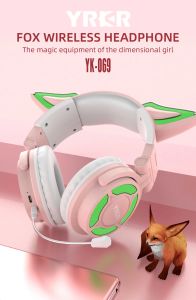Headphones New Fox ear headset wireless game package big headset stereo burst! Outdoor live indoor live broadcast cute dynamic luminescence