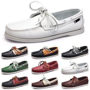 Sapatos casuais masculinos preto lazer prata taupe dlives marrom cinza vermelho verde andando baixo macio multis couro masculino tênis ao ar livre formadores sapatos de barco respirável aa036