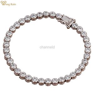 Bracciale Wong Rain in argento sterling 925 con diamanti, bracciale pieno in pietra ad alto tenore di carbonio con bracciale in diamanti per gioielli da donna, regalo per Natale 240319