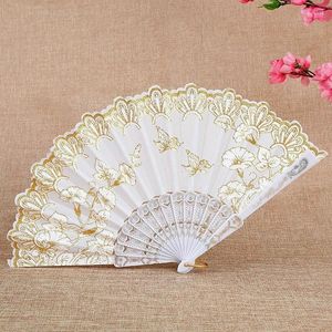 Decorative Figurines Chinese Style Folding Dance Fans Wedding Party Lace Silk Hand Held Flower Fan Vintage Women Girl Po Prop