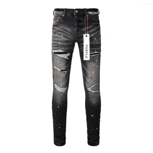 Kadın pantolon mor marka kot pantolon moda yüksek kaliteli sokak kara delik yama onarım düşük dışbükey sıkı kot pantolon 28-40 boyut