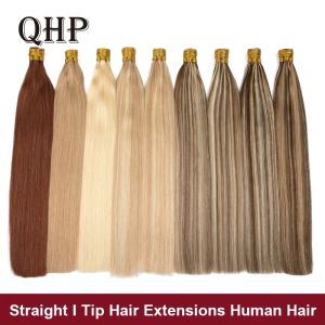 Extensions Straight Natural Fusion Hair Extensions Machine Made I Tip Remy Human Hair Extensions 50pcs/Set Keratin Capsules Blonde Colored