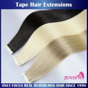 Fita de extensões em extensões 100% de cabelo humano real Remy Natural 16 