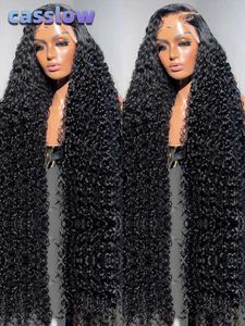 Synthetic Wigs Human Chignons 13x6 HD Lace Frontal Wigs For Women Curly Human Hair Wigs 40 Inch Water Wave Transparent 360 Glueless Full Lace Wig Pre Plucked 240329