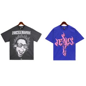 Trendy Hellstar Series Digital Impresso Camisetas casuais masculinas e femininas soltas de manga curta