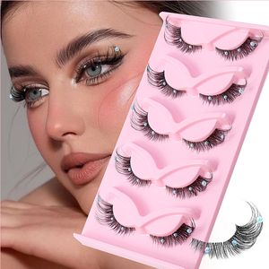 Europa och USA: s nya Fox Eye Transparent Terrier False Eyelashes 5 par scendekoration Ögonfransar Partihandels Manual 8D Curling Eyelashes