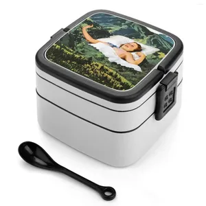 Посуда Rising Mountain Bento Box Студенческий Кемпинг Обед Коробки для ужина Коллаж Искусство Евгения Лоли Зеленый Спящий Пробуждение