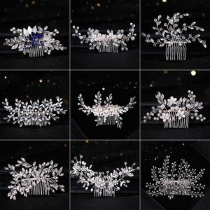 Tiaras Colore d'argento Crystal Crystal Wedding Caps Combs Brides Ornament Crystal Women Brid Capelli Personali Personali Chiesa da sposa Y240317