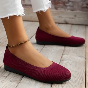 BOTAS PLUS TAMANHA 43 MESH malha Balé Flats Mulheres Mulheres leves Sofes macias e rasos Mulher não -lipslip Blindable Flat Ladies Sapatos