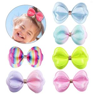 Haarschmuck 60 teil/los Doppel Glitter Bogen Baby Mädchen Clips Regenbogen Farbe Haarnadeln Für Chirdren Kid Mädchen Haarspange