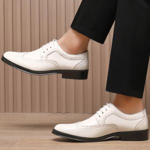 Ayakkabılar Yeni İngiliz Retro Beyaz Kalın Bottom Brogue Yüksek Oxford Resmi Ayakkabı Erkekler İçin Düğün Prom Homecoming Sapato Sosyal Maskülino