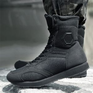 أحذية الصيف أحذية المشي لمسافات طويلة Ultralight Men Men Combat Training Soldier Army Boots Tactical Boots Men's Lightweight Black Breatable Boot