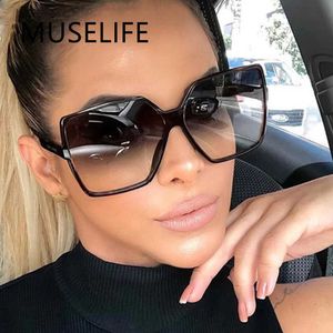 Sonnenbrille Schwarzes Quadrat Übergroße Sonnenbrille Frauen Großer Rahmen Bunte Sonnenbrille Weiblicher Spiegel Oculos Unisex Gradient Hip Hop ShadesL2403