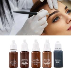 Inks 5 Bottle 1/2 oz Permanent Makeup Micro pigments Set Tattoo Ink Cosmetic 15ml Kit For Tattoo Eyebrow Lip Make up Mixed color