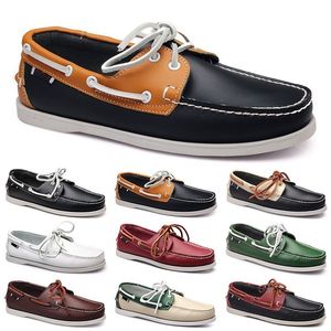 Men Casual Shoes Black Leisures Silvers Taupe Dlives Brown Grey Red Green Walking Low Soft Multis Leather Mens Sneakers Outdoor Trainers Boat Shoes Breathable BB018