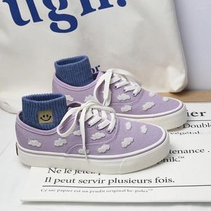 Casual Shoes Miss Girl's Heart Cloud Canvas Female 2024 Spring Soft Girl Versatile Cute Style Low Top Board