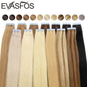 Förlängningar Europa tejp i mänskligt hårförlängning Skin weft 100% Human Remy Hair 20pcs Adhesive Natural Tape in Hair Extensions 12 