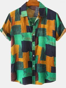 Camicie casual da uomo Camicia Grafica Boho Tribale Colletto classico Giallo Rosso Blu Verde Abbigliamento quotidiano da spiaggia Manica corta Abbigliamento 1