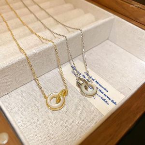 Collana girocollo con ciondolo a cerchio conchiglia per donna, gioielli di temperamento di moda semplice e di lusso leggero