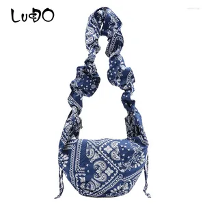 Totes Cotton Paisley Pattern Printing Hobo Bag Gypsy Hippie Pleated Belt Cute Sling Messenger Kvinnlig tonåring Youth Bohemian Boho