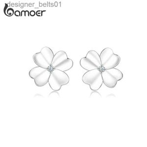 Stud Bamoer Flower CR Studörhängen för kvinnor 925 Sterling Silver Fine Jewelry Gifts Anti-Allergy Ear Pins For Girl SCE864C24319