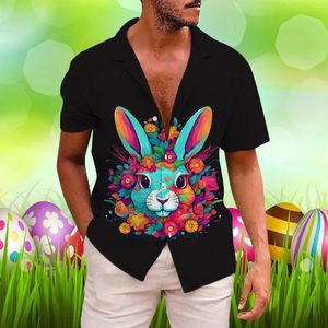 Camicie casual da uomo T-shirt da uomo grande e alta con stampa di uova di Pasqua Camicia a maniche corte da uomo Primavera Estate Abbigliamento asciutto