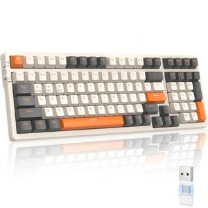 K96 teclado mecânico sem fio modo duplo 2.4g bt5.0 2 em 1 receptor swappable interruptores vermelhos almofada para pc smartphone 240304