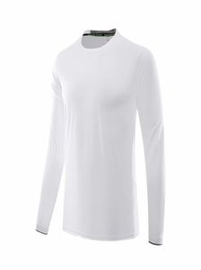 Beyaz Uzun Kollu Koşu Gömlek Erkekler Fitness Spor Giyim Fit Hızlı Kuru Sıkıştırma Egzersiz Spor Top9831022