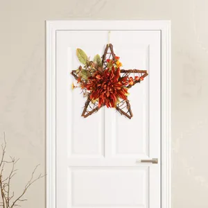 Декоративные цветы, осенний венок на входную дверь в честь Дня Благодарения, знак «Счастливая осень», искусственный для крыльца, праздника, вечеринки в фермерском доме, на улице
