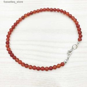 Charmarmband mg0146 grossist ntural carnelian anklet handamde röd sten kvinnor s mala pärlor ankel 4 mm mini ädelsten smycken l240319