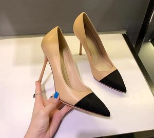 Sapatos de salto alto moda couro genuíno aberto em formal salto stiletto sandálias sandálias balé designer sapato mocassim mulher bombas de pele de carneiro sapatos únicos