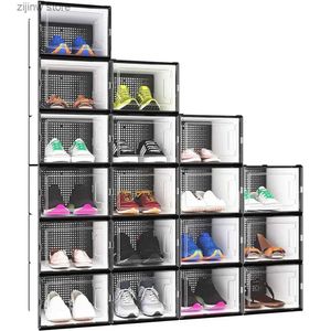 Storage Holders Racks A set of 18 stackable shoe storage managers stackable shoe storage boxes racks container drawers XLarge size free shipping household furnitur