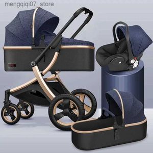 Strollery# wózek Wysokie krajobraz wózek 3 na 1 lub 2 w 1 składany powóz dla niemowląt przez 0-3 lata dwukierunkowy samochód noworodka L240319