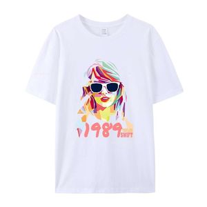 Solid Summer T-shirt för kvinnor klädbokstäver tryck o-hals kortärmad t-shirt femme lös casual crop top 100% bomull tee 24