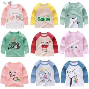 T-shirts Childrens Bottoming Shirt Cotton T-Shirt Autumn Baby Cartoon Tops For Boys And Girls Long SleevesC24319