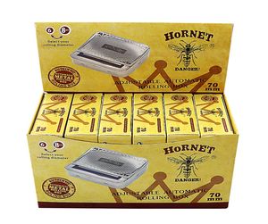 Hornet Metal Smoking Automatisk rullande låda 70 mm Silver Cigaretttillverkare Tobaksmaskin Case Grinder Whole7127005