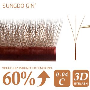 Eyelashes Brown W Shape Eyelash Extensions 0.04mm Thickness 3D Premade Volume Fans Automatic Flower Natural Soft Light Individual Lashes