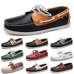 Mens Casual Shoes Black Leisures Silvers Taupe Dlives Brown Grey Red Green Walking Low Soft Multis Leather Men Sneakers Outdoor Trainers Boat Shoes Breathable AA024