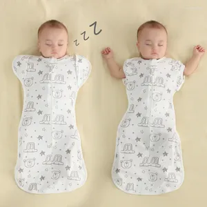 Decken Baumwolle Baby Schlafsack Anti-Schreck-Born Swaddle Wrap Decke mit Ärmelmanschette Warme Steppdecke für alle Jahreszeiten 0-12M