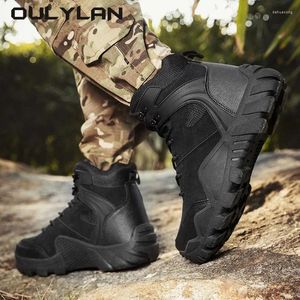 フィットネスシューズOulylan Military Tactical Combat Boots Men Men Outdoor Camping Climing Hiking Men's Sports Security TrekkingSneakers